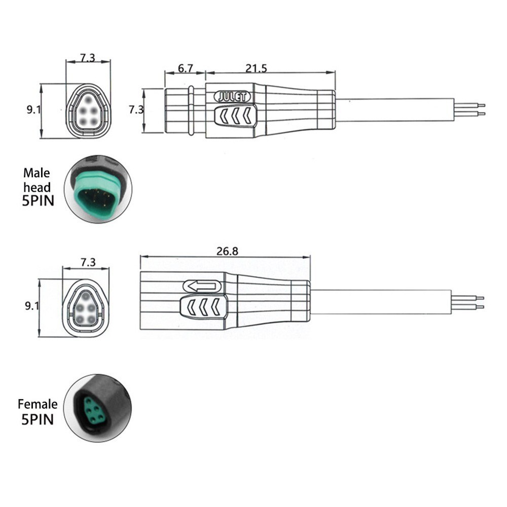 Tough ABS Material 5Pin Electric Bike Display Extension Cable for Bafang-image