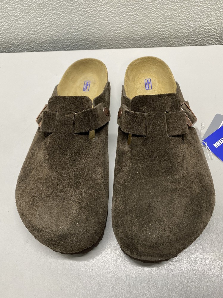 Birkenstock Mens Boston Soft Footbed Suede Leather Clogs Size 10 Mocca Brown
