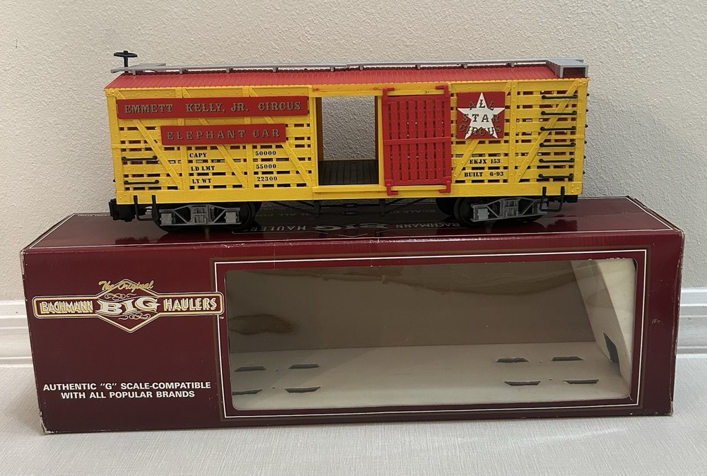 G Scale Bachmann Emmett Kelly Jr. All Star Circus Elephant Train Car w/ Elephant