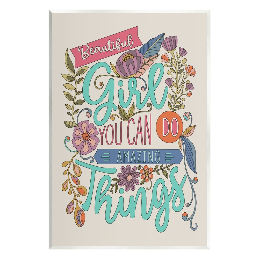 Stupell Girl Power Fun Motivational Intricate Floral Pattern