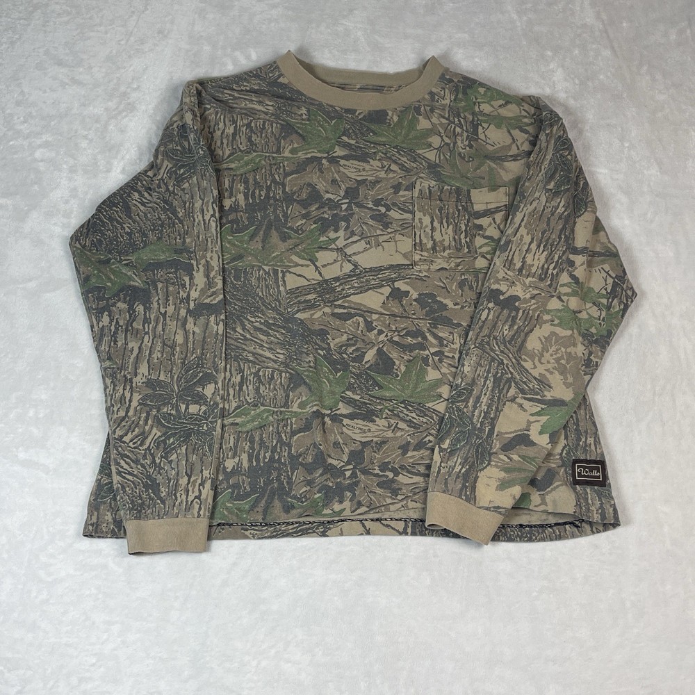Walls Realtree Camo Men's Green Long Sleeve Shirt Size XL Hunting Single Stitch