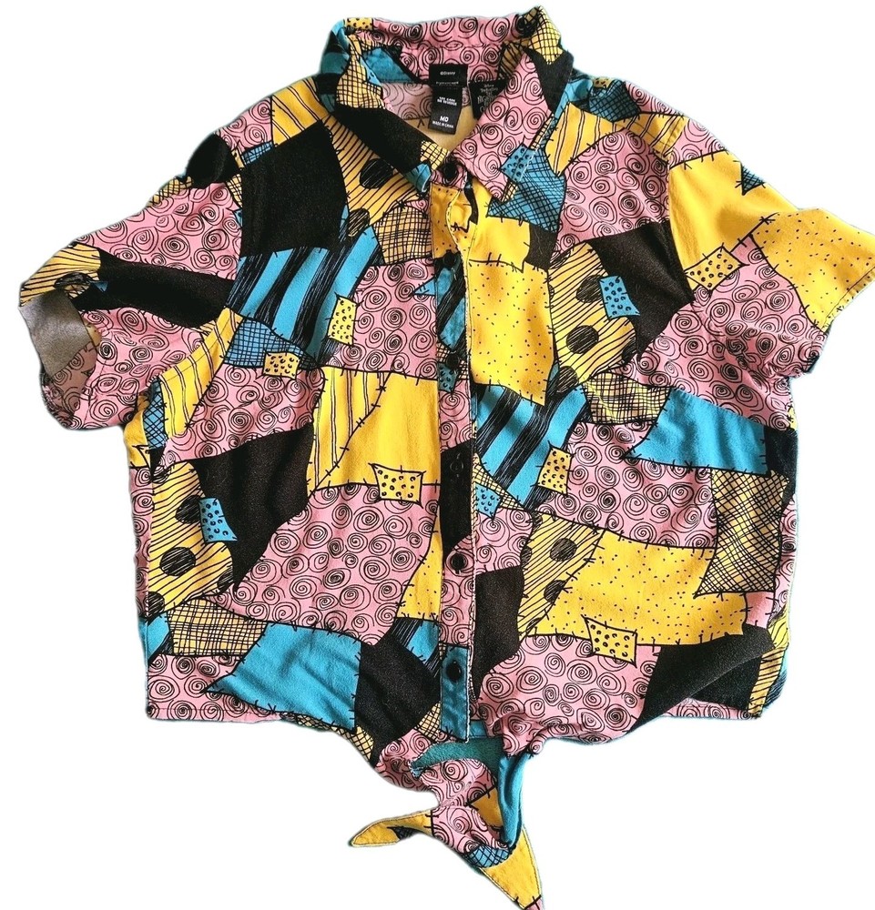 Disney Parks 1990's RARE Nightmare Before Christmas Patchwork Sally Top Shirt M