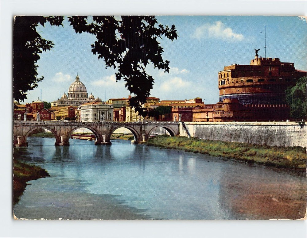 Postcard Sant'Angelo Bridge & Castle Rome Italy