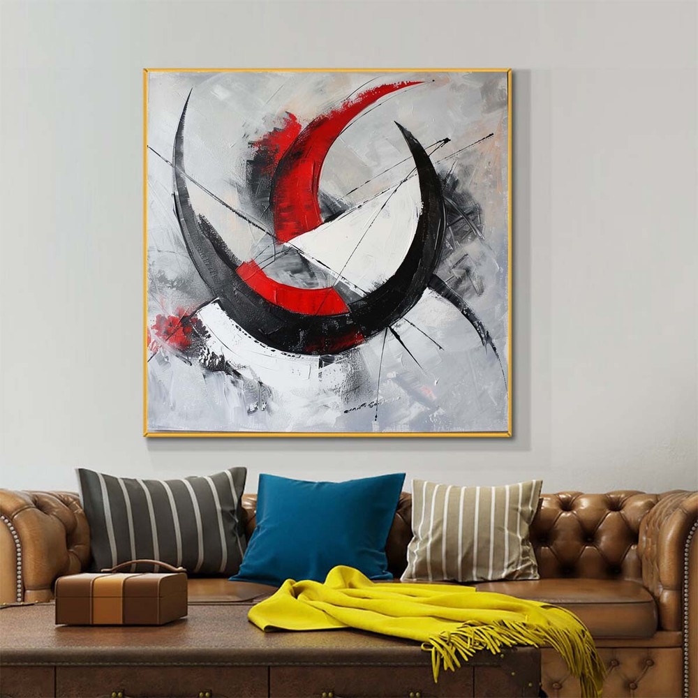Hand Painted Oil Paintings Abstract On Canvas Wall Art Room Black 31in