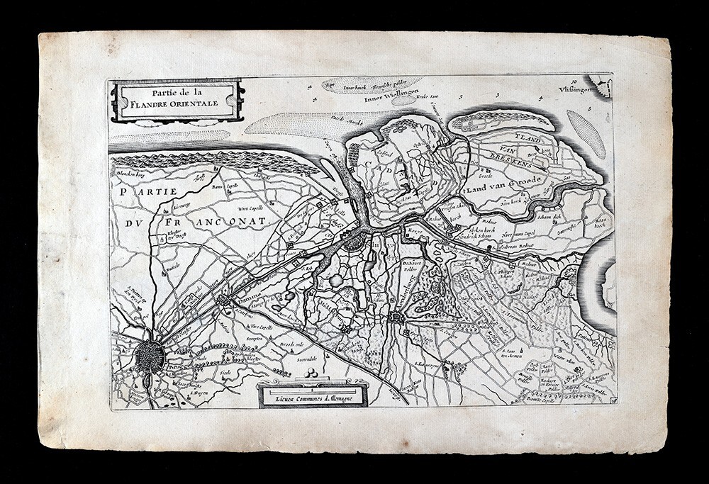 1696 J. Colom Map East Flanders Zeeland Netherlands Holland Bruges Damme Sluis