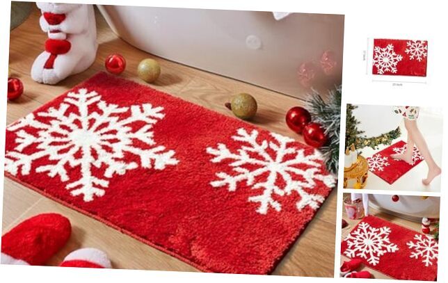 Luxury Christmas Snowflake Winter Bathroom Mat, 17