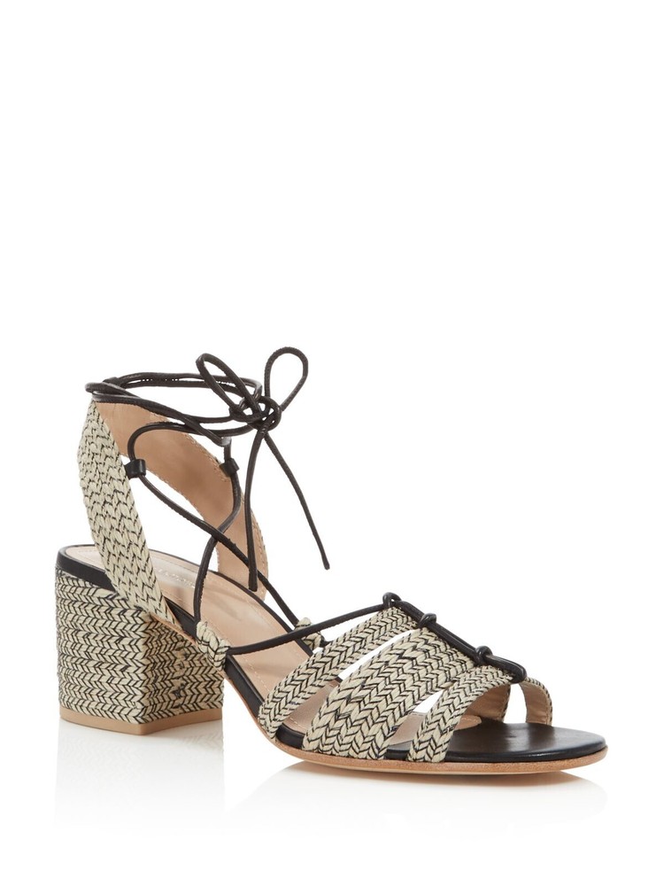 POUR LA VICTOIRE Womens Beige Woven Woven Amada Open Toe Block Heel Sandals 10