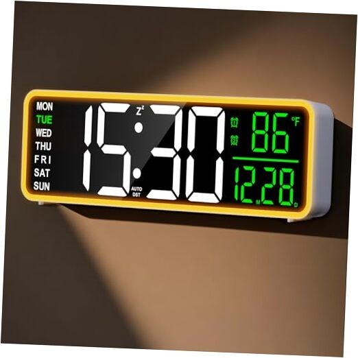 Display Digital Alarm Clock for Bedrooms with Night Lights,Date Large White