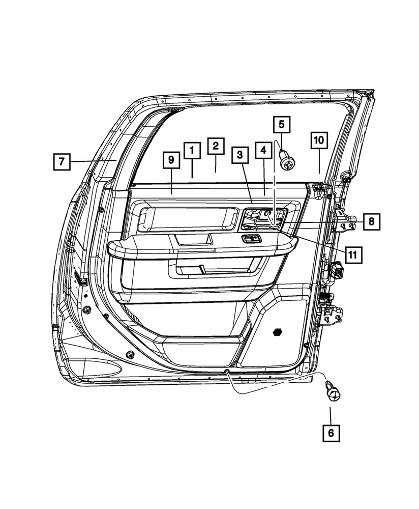 Genuine Mopar Rear Door Trim Panel Left 1VY531U7AG