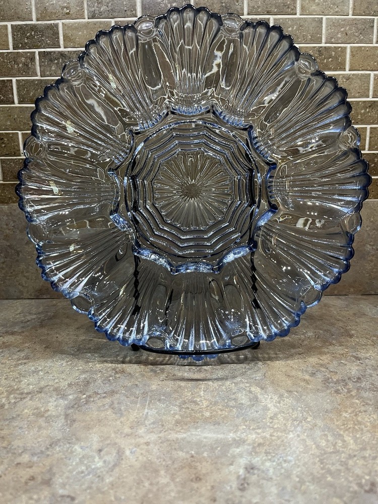 Anchor Hocking Fire King Cornflower Blue Flashed Egg Plate