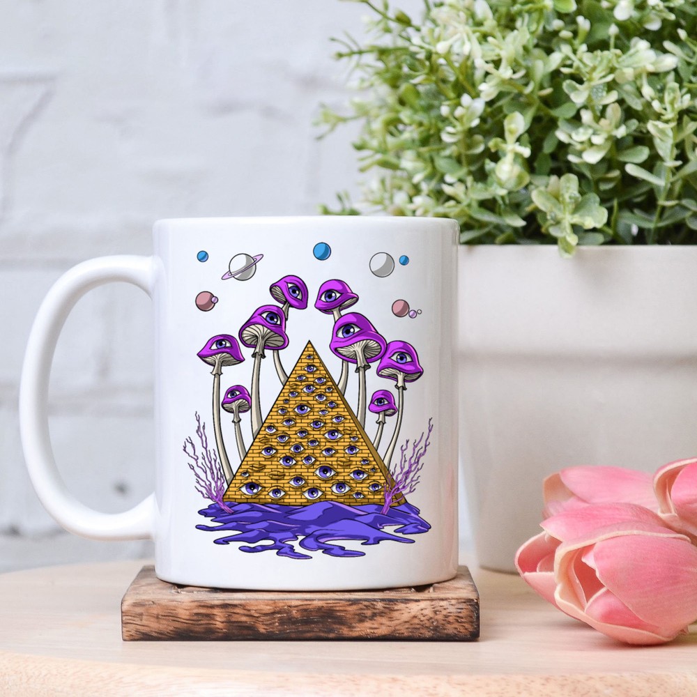 Psychedelic Egyptian Pyramid Mushrooms Mug Egyptian Pyramids Psychedelic Mug All