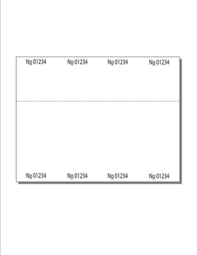 Numbered Ticket Sheets 8.5x6.5 White Vellum 4 Tickets per Sheet 250 Sheets  