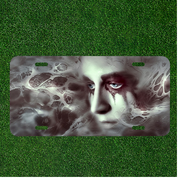 Custom Personalized License Plate Auto Tag With Creepy Blue Eyed Women Design