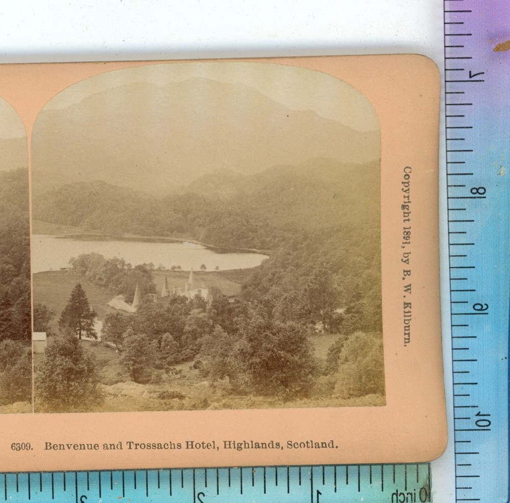 Benvenue & Trossachs Hotel Highlands Scotland B.W. Kilburn Stereoview