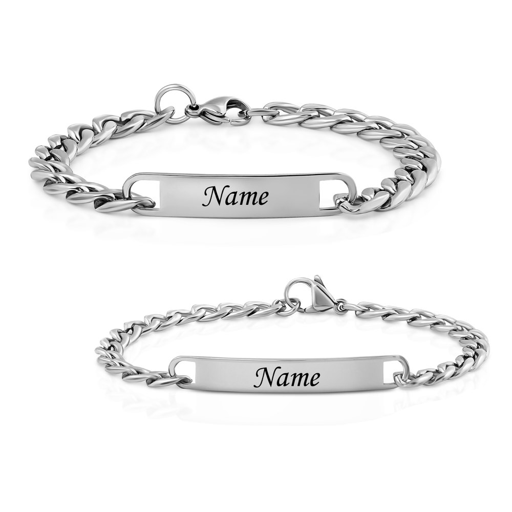 Engraved Bracelet | Partner Bracelet Silver | Custom Engraved Bracelets