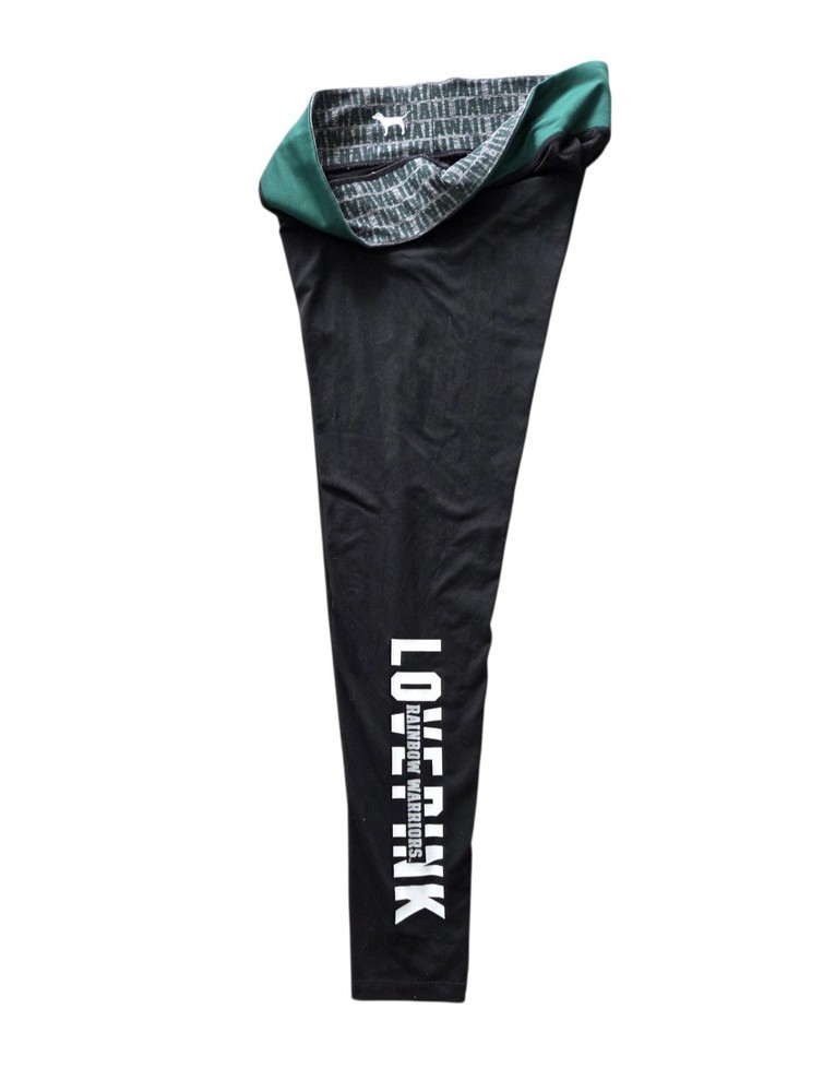 Victoria's Secret Pink Yoga Pants Leggings Large Side Logo Black Green Hawaii
