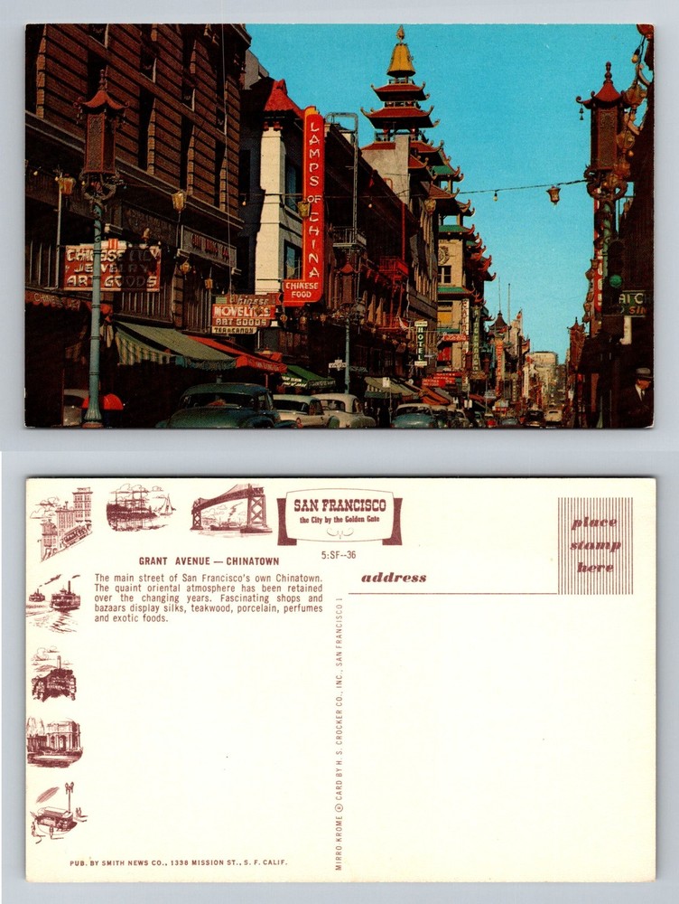 San Francisco, CA-California, Grant Avenue Chinatown Neon Signs Vintage Postcard