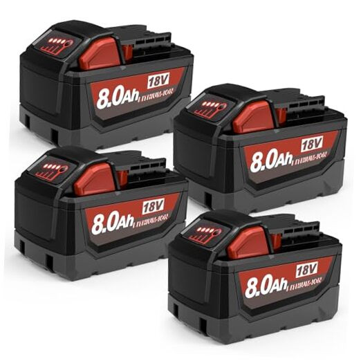 4Packs 18V 8000mAh Milwaukee M-18 Battery Replacement High-Capacity Compatible