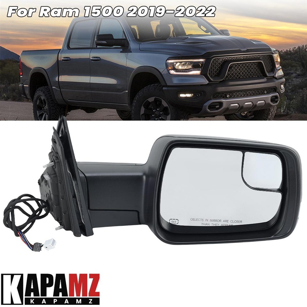 Mirror For Ram 1500 2019-2022 Right Heated Power Fold Turn Signal Textured Black