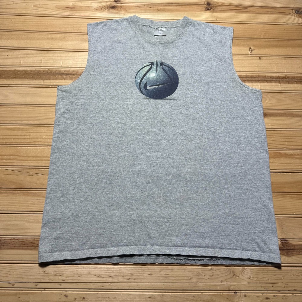 Vintage 90s Nike Basketball Logo Center Swoosh Sports Graphic Muscle Shirt - XL