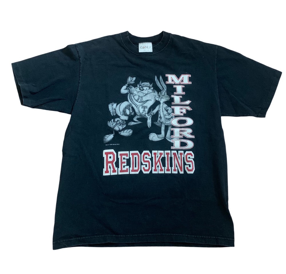 VTG 90s Milford Redskins Looney Tunes Warner Bros Graphic Tee 1993 Large