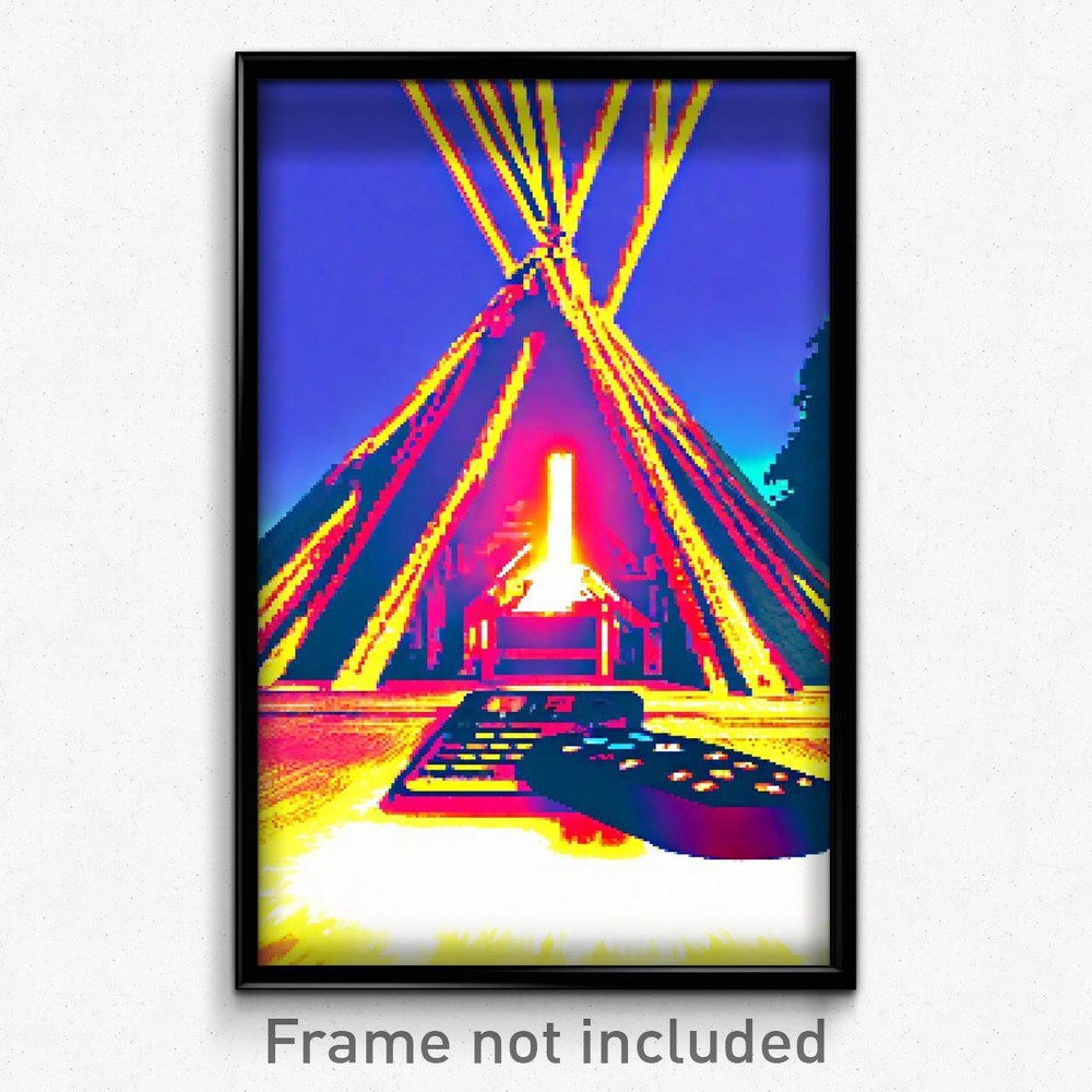 Pixel Art Poster - Remote Wigwam (8 Bit Psychedelic Trippy Video Game Print)