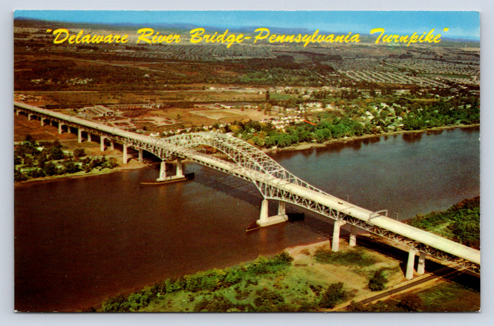 Vintage Postcard Pennsylvania Turnpike Delaware River Turnpike Bridge New Jersey