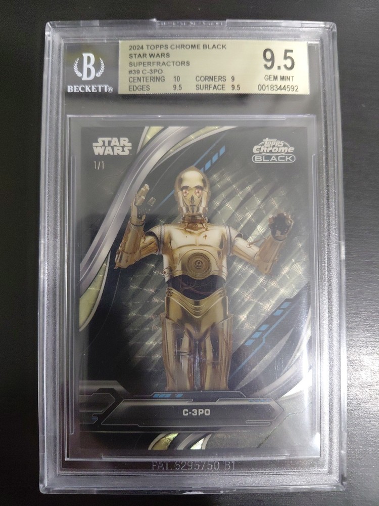 2024 Topps Chrome Black Star Wars C-3PO Superfractor Refractor 1/1 BGS 9.5