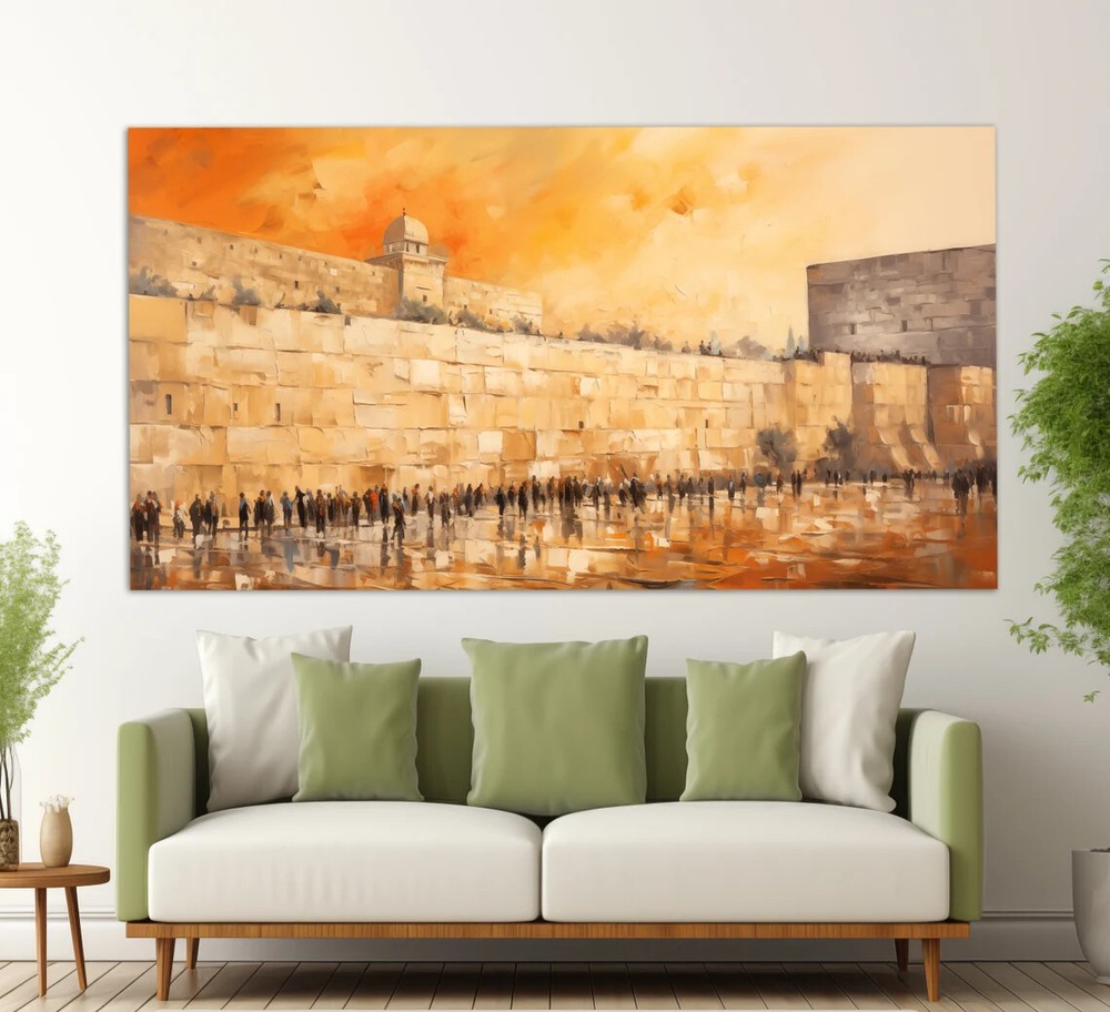Western Wall in Old City of Jerusalem Unframed Canvas Print Australian Wall Art