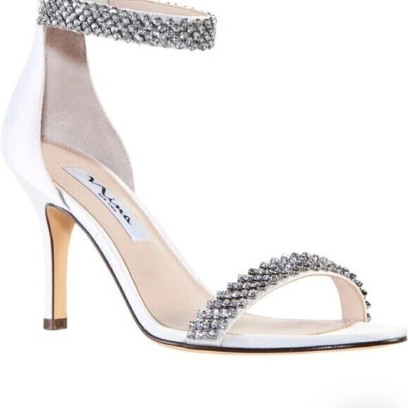 NINA Women's Ivory Vauna Crystal Ankle Strap Sandal Size 5