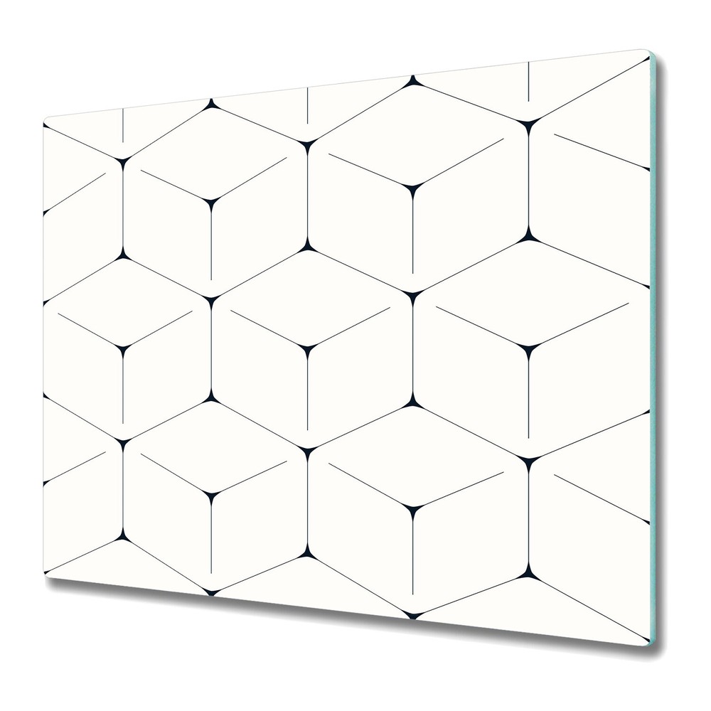Glass Cutting Board Worktop Saver Hexagon black and white 60x52