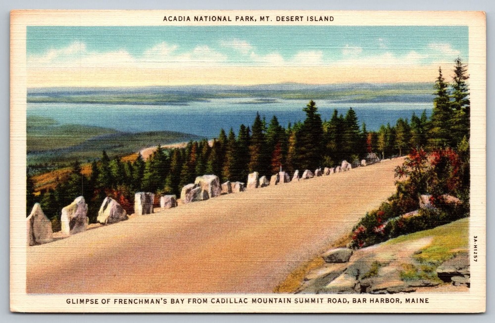 Vintage Acadia National Park Mt Desert Island Maine Linen Postcard-image