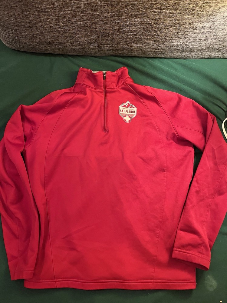 San Pedro Red 1/4 Zip Pullover Mock Neck Long Sleeve Men's Activewear Top Logo