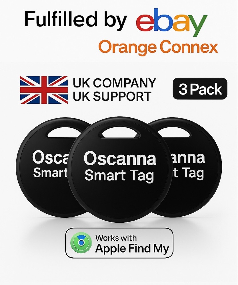 3 x Oscanna air tag Tracker for Apple Find My iPhone–AirTag Compatible Black