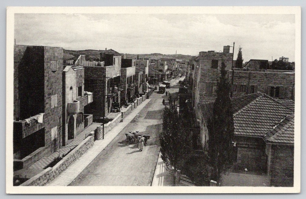Vintage Postcard Jerusalem Kerem Abraham Street Palestine c1930s Photo