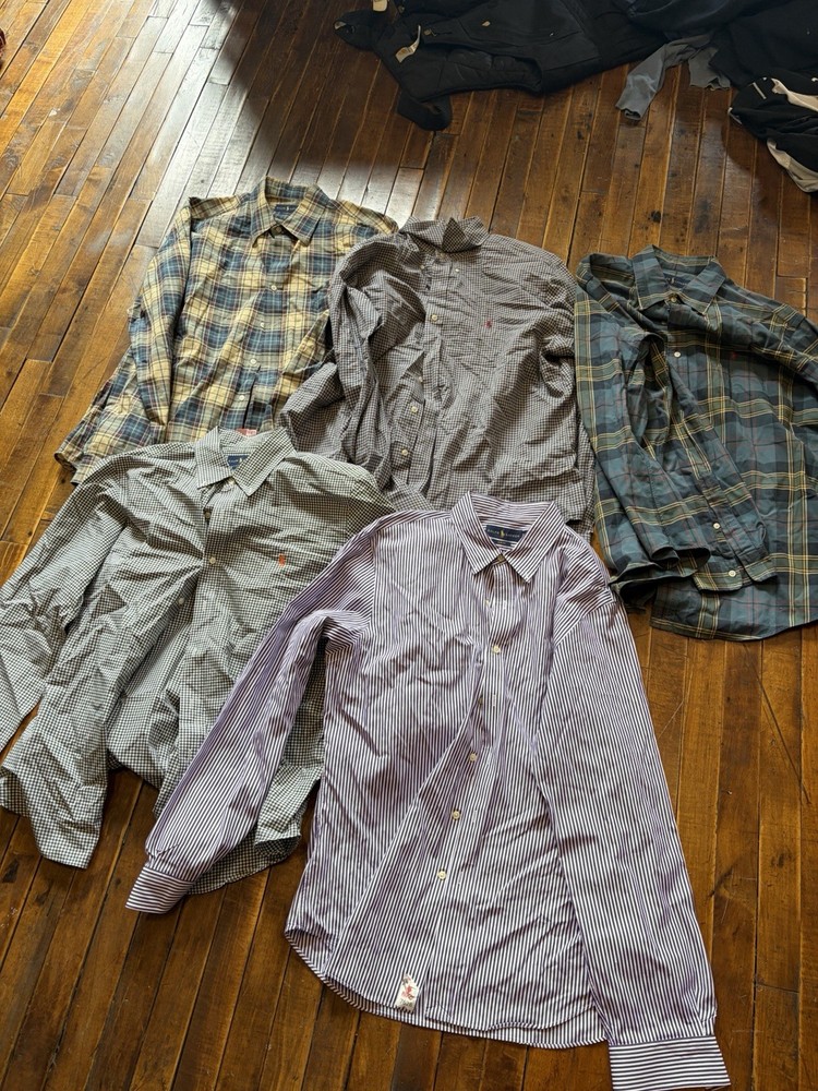 Lot of 5 Polo Ralph Lauren  Men’s Button Down Shirts  XL Extra Large Sleeve