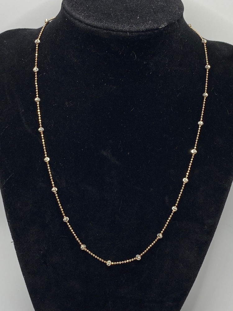 P. LUX Italy Sterling Silver 925 Diamond Cut Bead Station Chain 17.5” Necklace