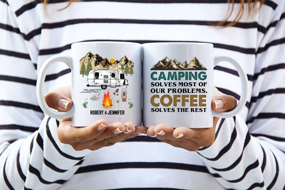Personalized Camping And Coffee Mug Camping Caravan Cup Happy Camper Gift