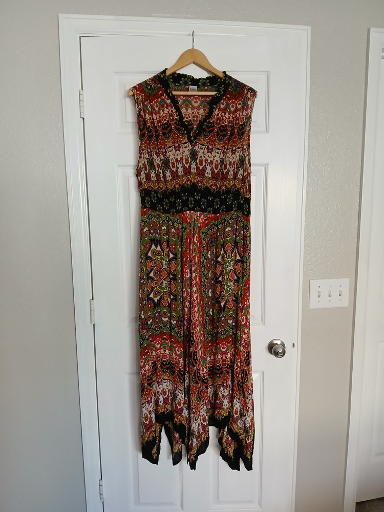 Bila Colorful Maxi Dress XXL Floral Hippie Boho Cottage Fairy Peasant Prairie