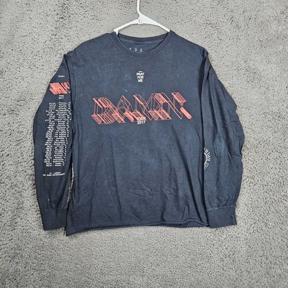 Kendrick Lamar 2017 Damn Pray For Me Tour Long Sleeve Shirt Men's Size Medium