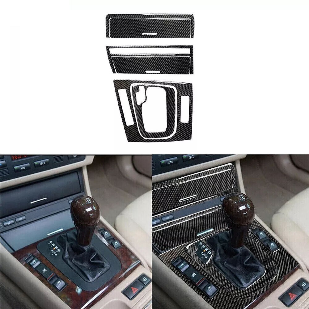 6Pcs Carbon Fiber Console Gear Shift Panel Ashtray Cover For BMW M3 E46 98-05