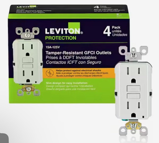 15 Amp 125-Volt Duplex SmarTest Self-Test GFCI Outlet, White (4-Pack) GFTR1-4W