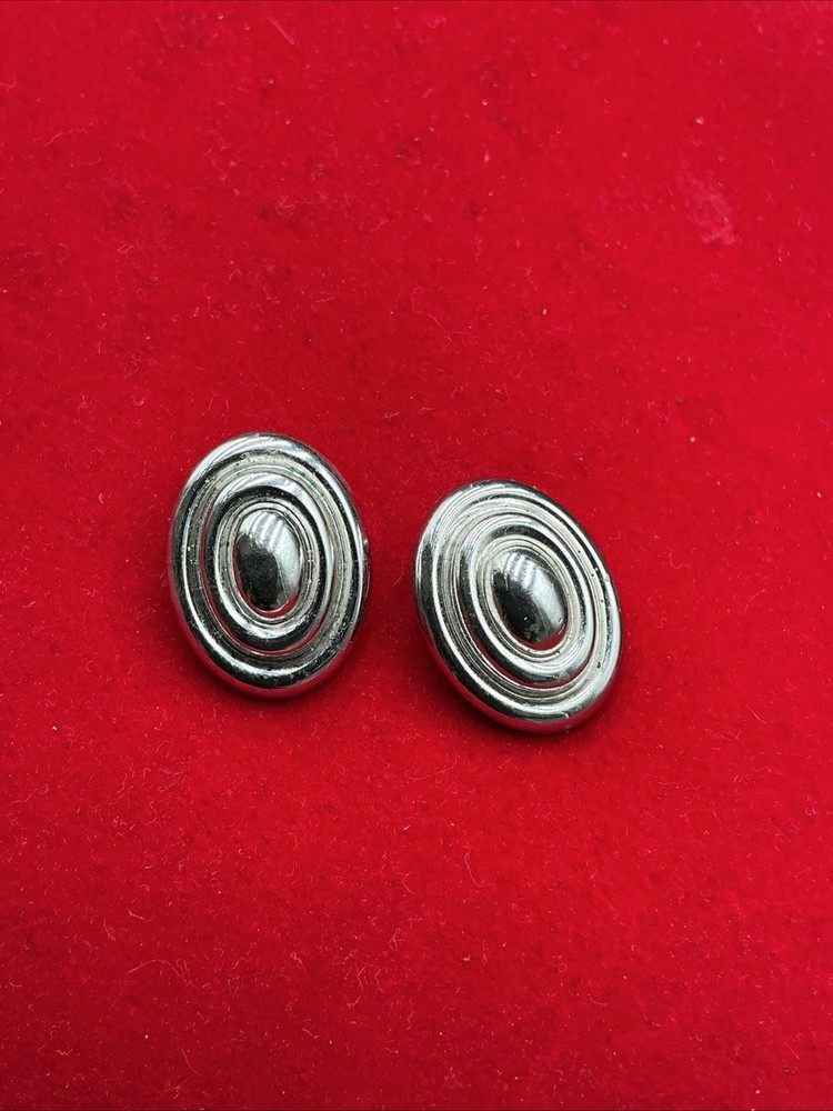 Vintage B.A. Ballou Sterling Silver Oval Clip-On Earrings