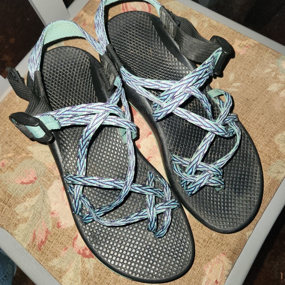 Women's Chaco ZX/2 Classic Size 10 Blue Aqua Purple Dual Strap Sandals