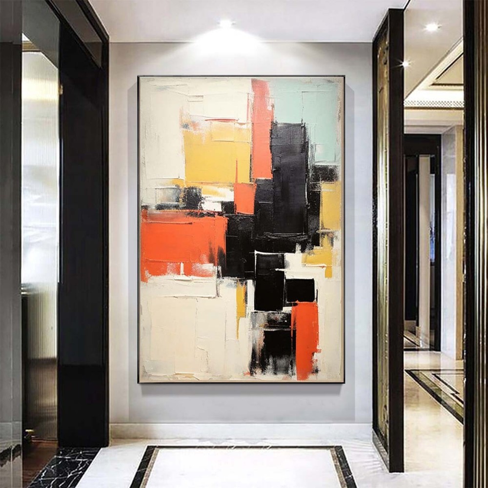 Hand-painted Oil Painting Abstract Decorative Painting Living Room yellow black