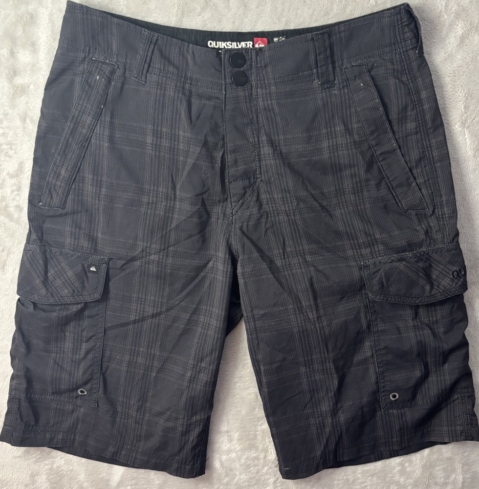 Quiksilver Amphibian Boardshorts Black Hybrid Cargo Surf Swim Trunks Mens 30