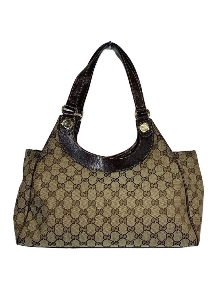 GUCCI GG Canvas Shoulder Bag in Brown - Authentic Japanese Import