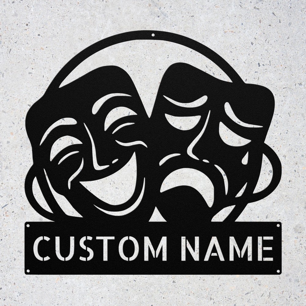 Custom Theater Masks Metal Sign Performing Arts Drama Wall Art Decor Artist Gift