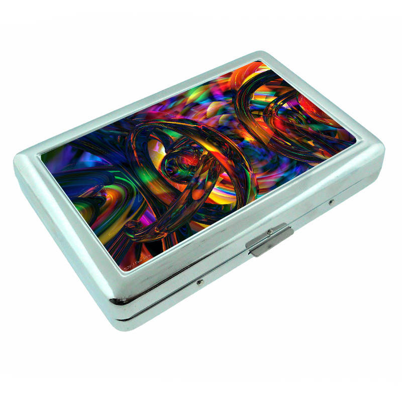Abstract Shiny Gold Em1 Silver Metal Cigarette Case RFID Protection Wallet