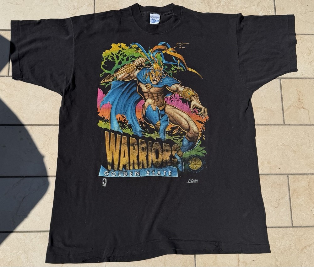Vintage 90s Golden State Warriors Salem Sportswear Superhero Shirt